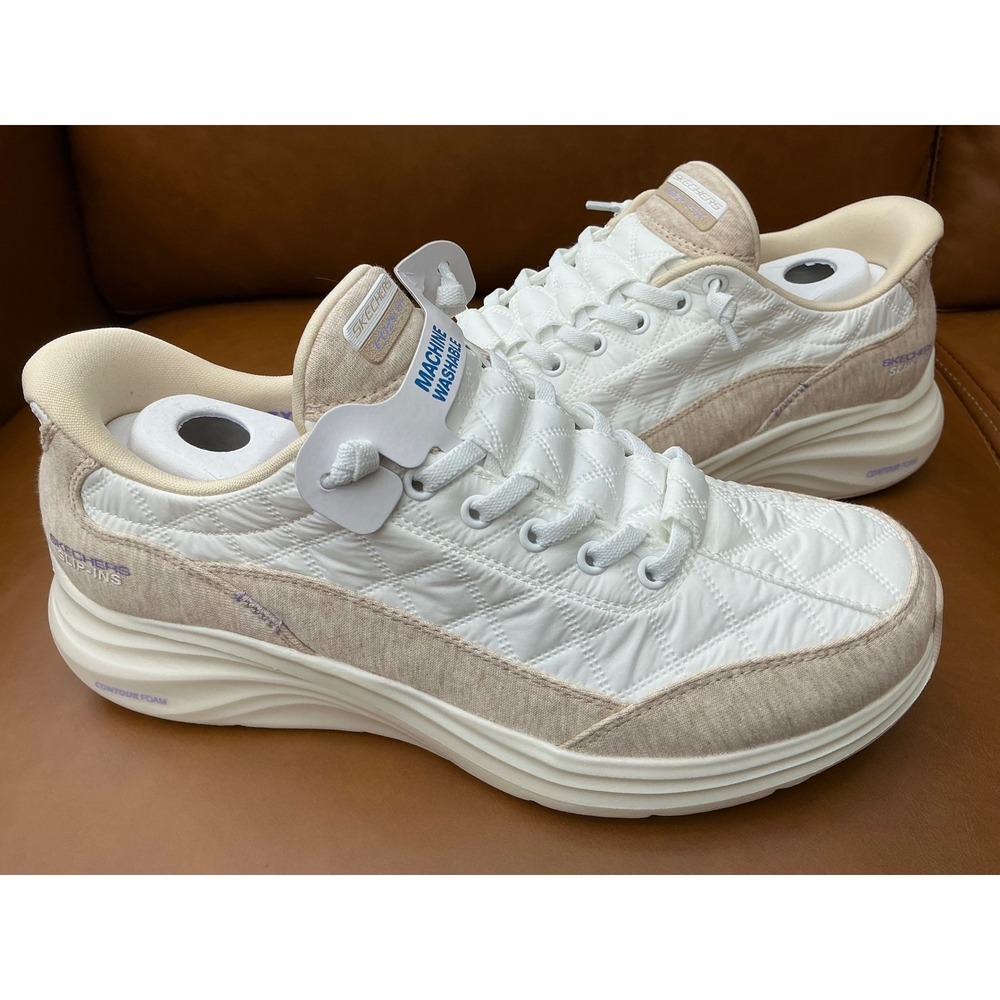 Skechers Slip-ins Quiet Luxury‎ Women 8.5 White Natural New Wide Fit